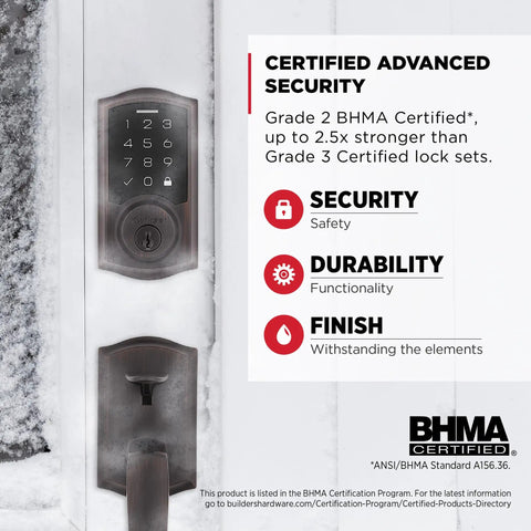 Keyless Entry Electronic Touchpad Deadbolt Door Lock With Auto Lock, Grade 2 BHMA Certified, in snowy scene