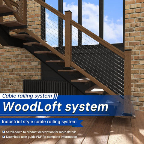 Wood staircase with Crystal Vinyl Coated Wire Rope Cable One Eighth Inch To Three Sixteenth Inch Galvanized Steel Seven By Seven Strand for railing
