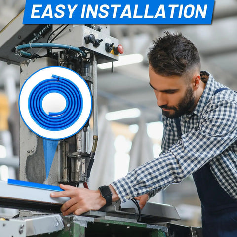 Badass 5/8 Inch Flexible T Slot Cover Strip, 150 Inch Blue T Track Protector for easy installation on CNC machines.