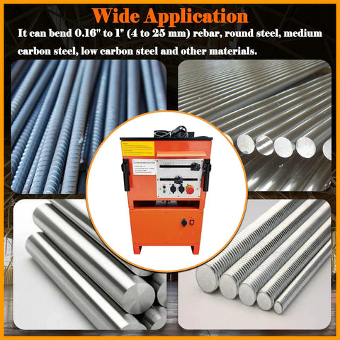 Heavy Duty Electric Rebar Bender And Cutter Combo 1 Inch Steel Bar Tool showing rebar and machine, showcasing wide application and features.