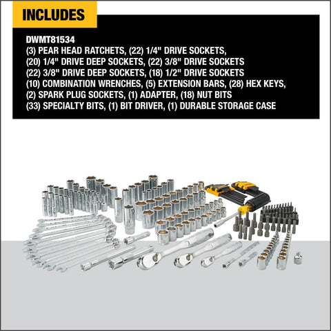 Beast Pro Mechanics Tool Set With Quarter Inch, Three-Eighths Inch, And Half Inch Drives, 205-Piece SAE And Metric Sockets spread out