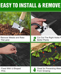 Step-by-step installation guide of Weed Barrier Landscape Fabric Heavy Duty 3.2oz Ground Cover Mat for garden beds and driveways.