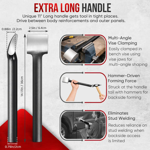 Pro Grade Auto Body Spoon Dolly With 11 Inch Long Handle Perfect For Wing Ding Dent Repair And Metal Shaping In Tight Door Pockets Built To Knock Out Ripples Like Butter On Stubborn Fenders And Quarter Panels