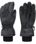 Kids Windproof Waterproof Ski Gloves Black Size M 7 To 9 Years With Reinforced Palm And Thumb Patch For Grip, Adjustable Wrist Strap