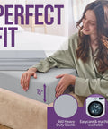 Woman installing Grounding Sheet Set Queen Size With Twelve Percent Silver Fiber Four Percent Silk Eighty Four Percent Cotton Blend