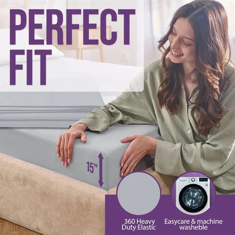 Woman installing Grounding Sheet Set Queen Size With Twelve Percent Silver Fiber Four Percent Silk Eighty Four Percent Cotton Blend