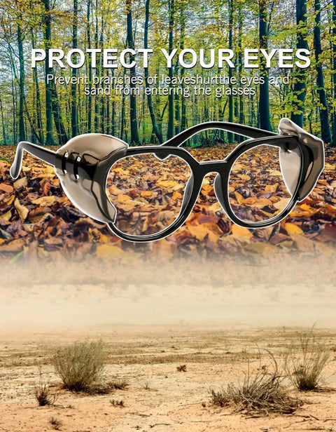 Two Or Four Pairs Eye Glasses Side Shields For Prescription Glasses, Soft TPU Cushions, Wind And Debris Protection, Forest Scene