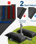 200 Lb Fillable Sand Bags For Umbrella Bases Four Pack Weatherproof Heavy Duty Weights on grass with velcro instructions