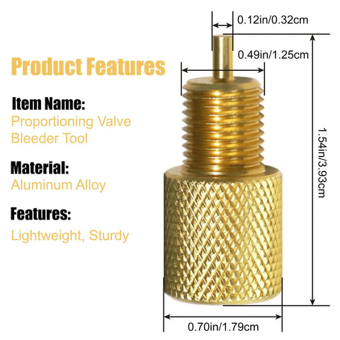 Heavy Duty Brake Proportioning Valve Bleeder Tool, 1.54x0.70 inch aluminum construct for automatic brake adjusters.