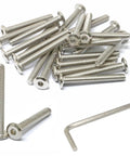 25 Pack 1/4-20 X 2 Inch Stainless Steel 304 Hex Socket Flat Head Cap Screws Bolts For Furniture With Bright Finish Includes Hex Key