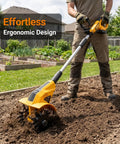 Brushless Tiller Cultivator Cordless Garden Rototiller For 20V Max Battery Tool Only No Gas in use in garden soil.
