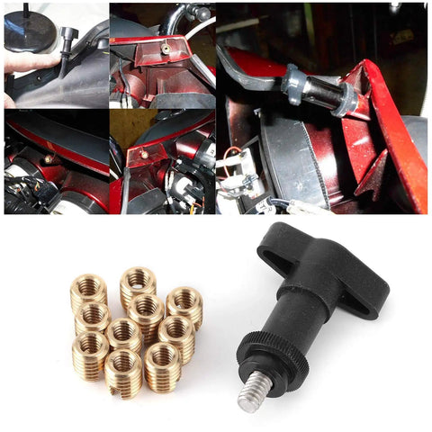 Motorcycle Fairing Insert Repair Kit With Brass Self Tapping Inserts And T Handle Install Tool No Adhesive Needed Tight Fit For Batwing Fairings Easy Plug And Play Bolts And Screws For Quick Fix, brass inserts and T-handle tool
