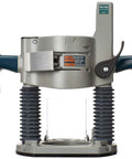 Front view of plunge router base for precision woodworking mount, durable build, wide surface, compatible with half-inch shank routers