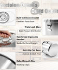 Features of Heavy Duty 304 Stainless Steel Airtight Food Storage Container With Locking Lid And Clips Hella Spacious 33 Liters Canister.