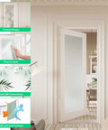 Slab Interior Door For 24 By 80 Opening With Full Lite Tempered Frosted Glass, Solid Core, Preassembled, White, Easy Install