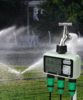 Three Zone Hose Water Timer With Independent Outlets And LCD Display Rain Delay And Manual Mode 360 Degree Brass Inlet Metal Filter
