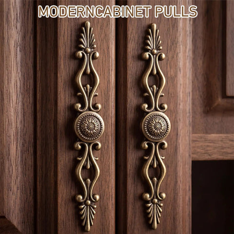 Antique Brass Cabinet Knobs And Pulls Set 5 Inch Hole Center Hollow Out Decorative Hardware For Dressers Wardrobes Cabinets