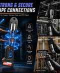Heavy Duty 21V Electric Pipe Crimping Tool With Brushless Motor And Powerful 60KN Force crimping copper and stainless steel pipes.