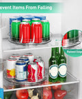 2 Pack Lazy Susan Turntable Organizer 9.5 Inch Spice Rack for Cabinet and Refrigerator holding soda cans with raised edges