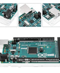 Mega 2560 Rev 3 Microcontroller Board With ATmega2560, 16MHz Clock, 54 I O Pins, 16 Analog Inputs, USB, IDE Compatible, close-up view