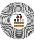 Heavy Duty 3/16 Inch Stainless Steel Brake Line Kit, 25 Foot Tubing Roll With 16 Fittings For Hydraulic Brake Systems, Rust Resistant Workhorse