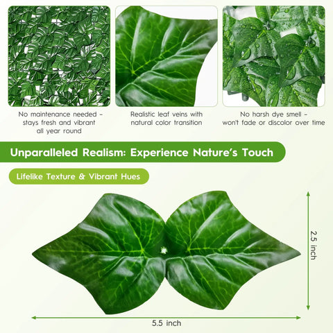 Detailed view of Dope Artificial Ivy Privacy Fence Screen leaves, showing lifelike texture, vibrant hues, and realistic leaf veins.