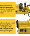 Built Tough Electric Pipe Threader Machine Half To Four Inch Range showing automated thread control and waterproof main switch.