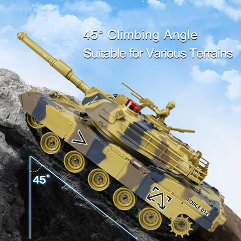 1/24 Scale RC Tank With Smoke Lights And Sounds Remote Control Battle Vehicle For Boys 2.4GHz US M1A2 Abrams climbing terrain