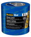 Pro Grade Sharp Lines Painter Tape For Multi Surface Use Indoor And Outdoor, Edge Lock Seals, 1.41 Inch By 60 Yards, 3 Rolls, Blue