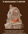 Hands-On DIY Miniature House Kit With Moving Scenes Music Box And LED Light, 3D Wooden Puzzles For Book Nook Tiny Home Decor, Kinetic Model Building Kit Type C Powered, Gift For Adults And Craft Lovers, wooden train scene