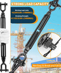 Heavy Duty Turnbuckle With Large Jaw For Cables And Wire Rope Half Inch 2205 Lbs Working Load Black Tensioner in hand