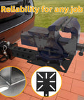 Beefy 2-Inch Receiver Hitch Vise Mount For Bench Work, Heavy Duty Grinder Stand And Trailer Hitch Vise Plate installed on vehicle