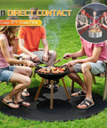 People enjoying barbecue on 40 Inch Round Fire Pit Mat For Decks And Patios Double Sided Fireproof Under Grill Mat Heat Resistant Lawn Protector.
