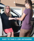 Woman assisting another out of car using Handy Handle Lift Assist For Elderly And Disabled Easy Stand Helper With Rubber Grip
