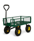 Heavy Duty Garden Cart 400 Lb Utility Wagon With Removable Mesh Sides And Flatbed Conversion Powder Coated Steel Bed Pneumatic Tires