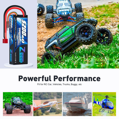 2S 5200mAh LiPo Battery 7.4V 50C High-Drain Pack With Beefy Hard Case And T Connector used in RC vehicles and drones