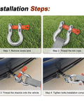 Installation steps for Heavy Duty Five Eighth Inch D Ring Shackles Three Point Two Five Ton Working Load Limit Clevis Shackle