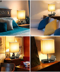 USB Table Lamp With Wireless Charging And USB C Port, 3 Way Dimmable Bedside Lamp With USB Port And AC Outlet on nightstand