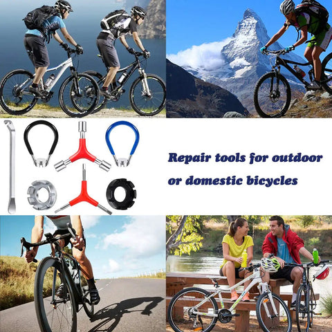 Cyclists and Portable Bicycle Spoke Wrench Set 7 Piece Kit With 8 Way Rim Truing Tool Spoke Keys for repairs