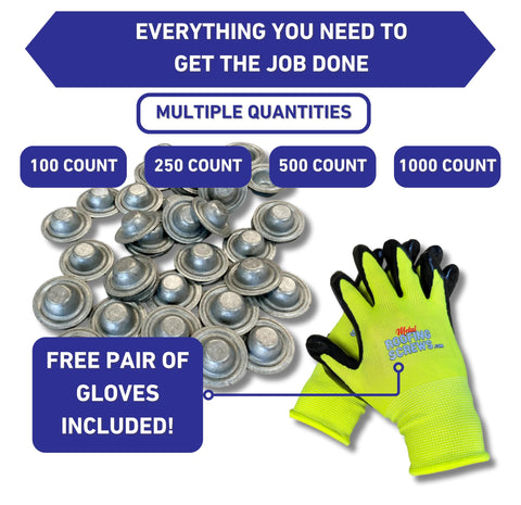 Galvalume Metal Screw Caps For Roofs Seals Over Existing Or Broken Screws To Stop Leaks No Screw Removal Needed Quick And Easy Install With Included Gloves Perfect For Metal Roofing Repairs And Weather Protection 100 Pack