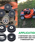 2 Pack Idler Pulley and Belt Kit for LC221A Series 3/8 Inch Width, 64 Inch Length with Replacement Pulleys and Belt Display
