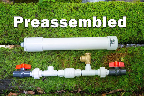 Preassembled Tiny Half Inch Hydraulic Ram Pump For Off Grid Water Delivery from Creeks and Streams, PVC Body, Brass Valve.