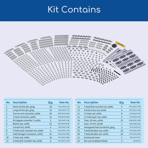 Architectural Engineering Kit For Kids And Teens Build 26 Real World Structure Models And Structural Elements With Flexible Steel Frame Pieces Hands On STEM Science Experiment And Model Building Set, detailed components displayed with item list