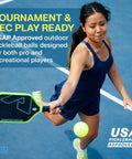 Player with pickleball paddle using Hardcourt Pickleball Balls with Storage Tube USAP Approved for Tournament Play Durable