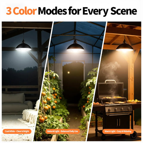 Solar Pendant Lights Indoor Outdoor With Remote All Day And Night Modes 4000mAh Battery 16.4 Ft Hanging Warm White Lighting display