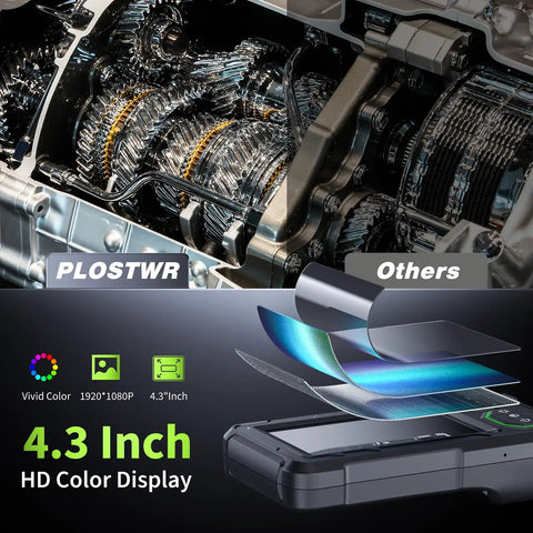 4.3 Inch HD Endoscope Camera With Light For Pipes And Drains, 1920P Borescope With 8 LED Lights, IP67 Waterproof Sewer Scope