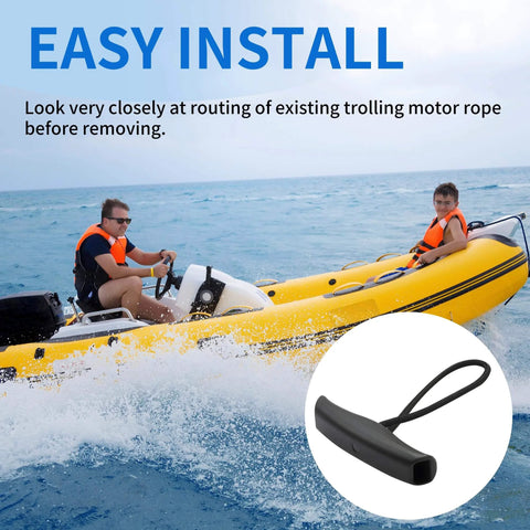 2 Pack MKA 45 Trolling Motor Rope And Handle shown on a boat with easy install instructions overlay
