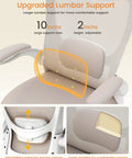 Ergonomic Desk Chair With Adjustable Lumbar Support And Flip Up Armrests In Breathable Mesh For All Day Comfort At Home Or In The Office Khaki Color S Shaped Back Height And Tilt Adjustability with focus on lumbar support features