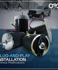 Beefed Up Reversible Winch Motor 2500 RPM 12V Bidirectional with keyway shaft, motors shown with snowy vehicle backdrop