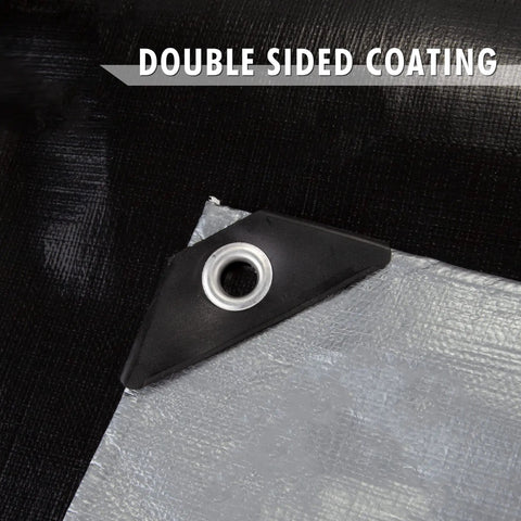 Beefy 16 Mil Poly Tarp 8x10 Finished Size Waterproof Tarpaulin With Reinforced Edges UV Resistant corner and grommet detail